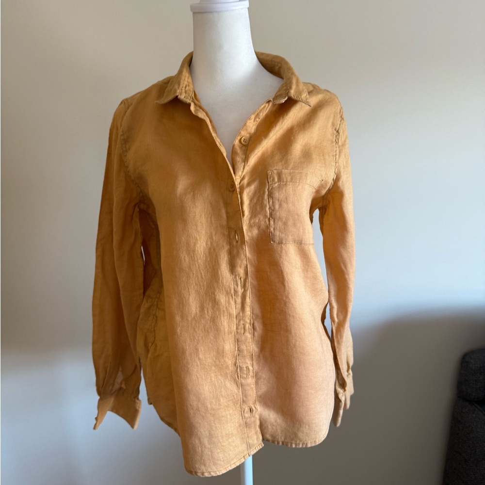 Garnet hill women linen Button-Up Shirt Sz 6